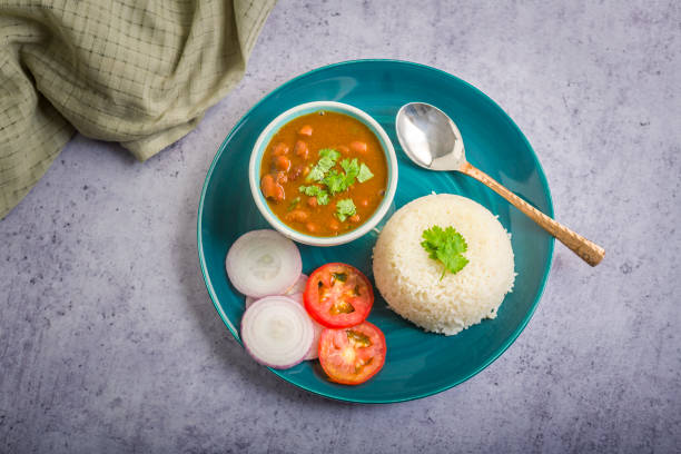 Red kidney bean curry served with steamed rice